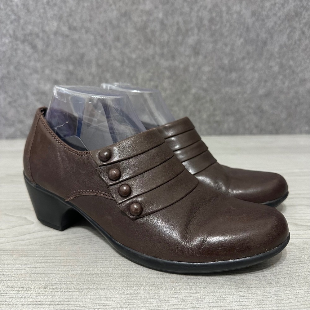 Clarks Bendables Ingalls‎ Falls Women's Sz 8 Brown Leather Slip On Booties